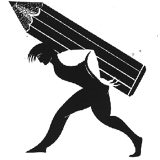 Logo of worker with large pencil on his back